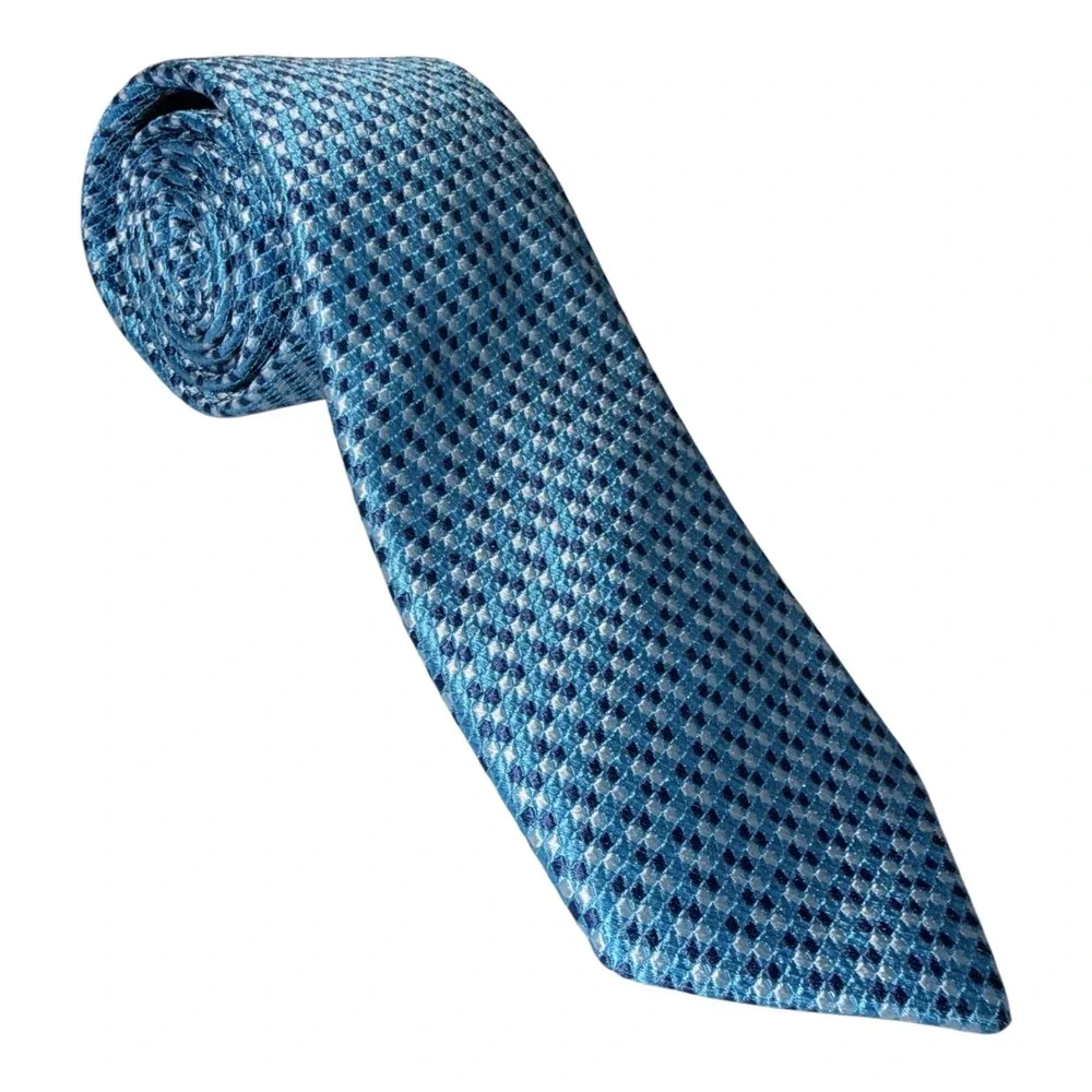 Ted Bakers Mens Blue‎ Geo 100% Italian Silk Neck Tie NWT